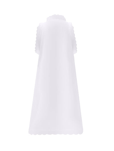 Ärmelloses Sommerkleid aus eleganter rosa-weißer Spitze und Plissee
