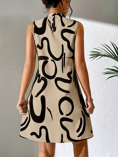 Ärmelloses Freizeitkleid - Bürstenprint mit Rollkragen