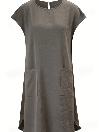 Elegantes Midi-Kleid mit Fledermausärmeln & Taschen