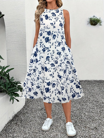 Ärmelloses Damen-Sommerkleid mit Rundhalsausschnitt
