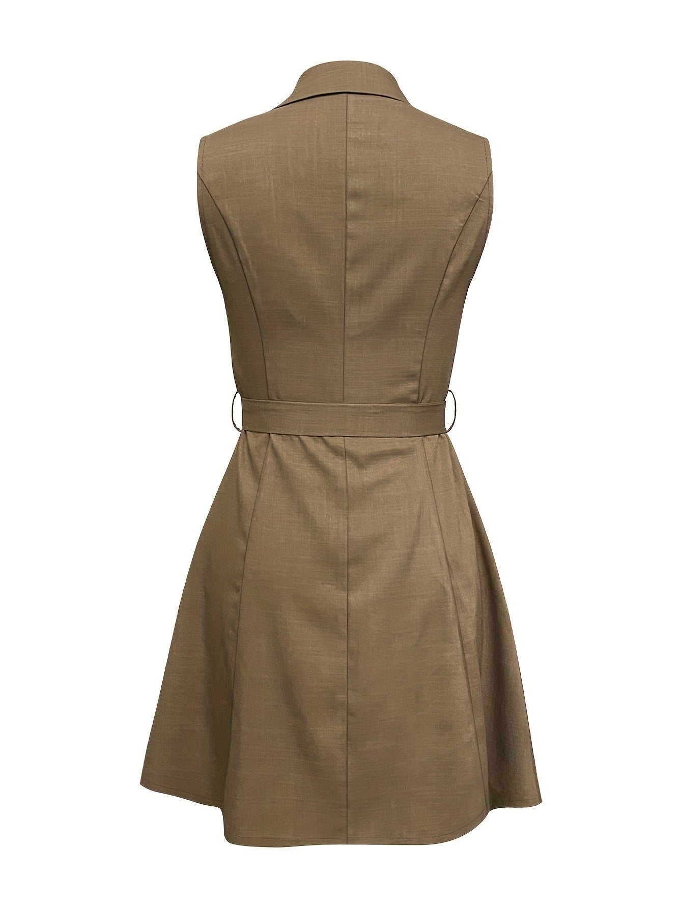 Damen Hemdblusenkleid mit Gürtel – Kurzarm, Unifarbe