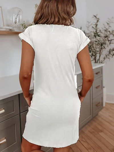 Damen Midikleid für den Alltag mit Fledermausärmeln und praktischen Taschen