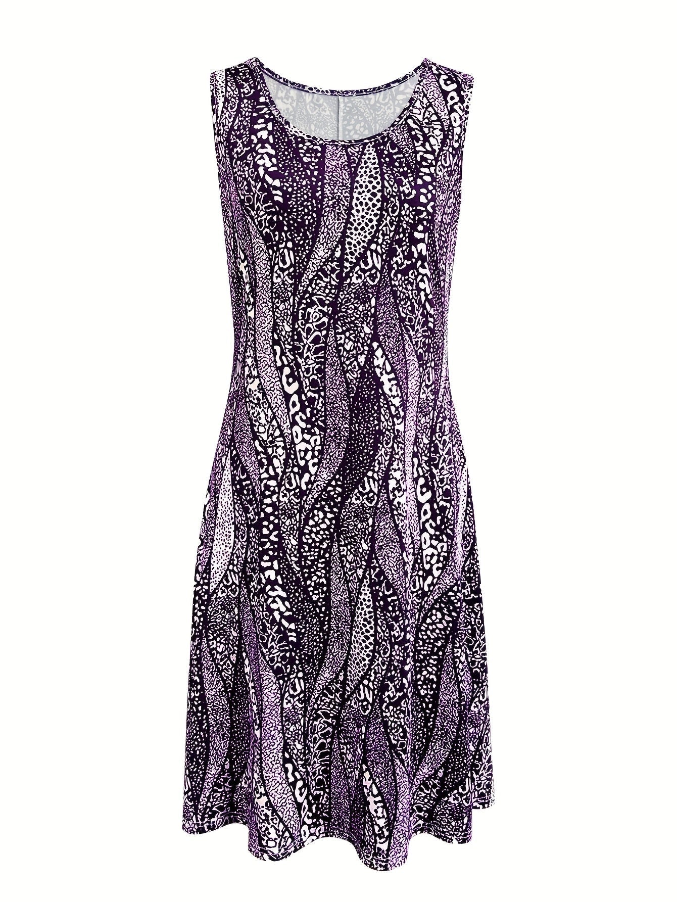 Ärmelloses Sommer-Blätterkleid Luftiges Polyester