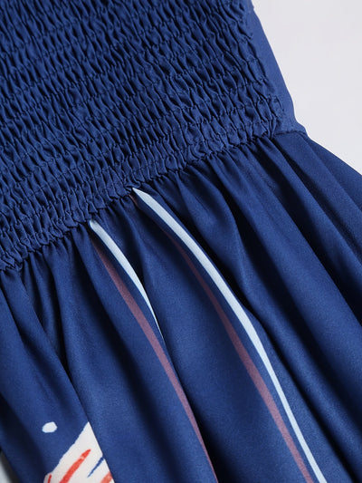 Ferienkleid mit Koi-Motiv Maxikleid ohne Ärmel marineblau
