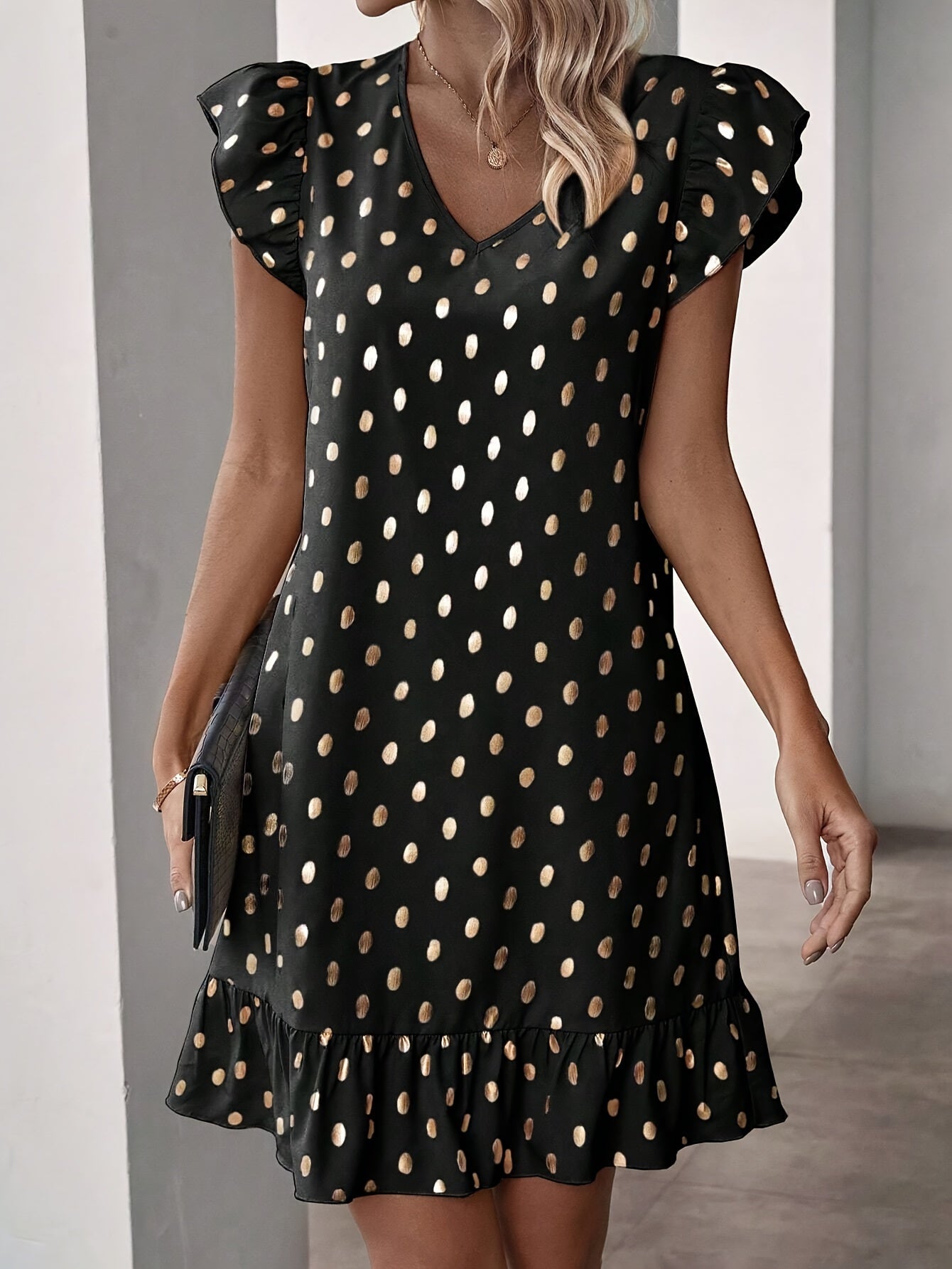 Schimmerndes Print- und Rüschenkleid Elegant für den Sommer