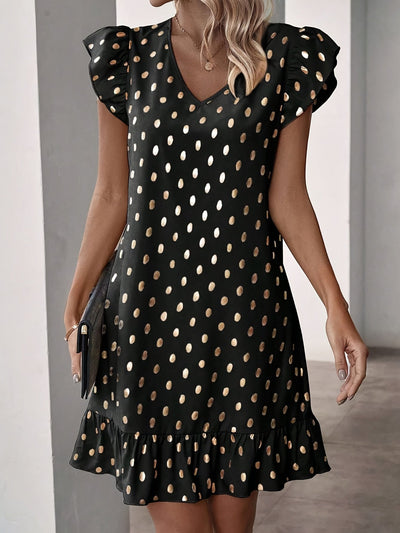 Schimmerndes Print- und Rüschenkleid Elegant für den Sommer