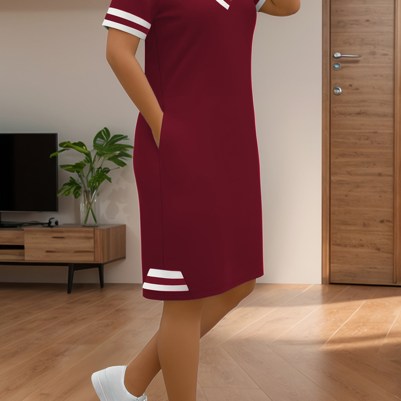 Marineblau gestreiftes Damenkleid - Casual für den Sommer