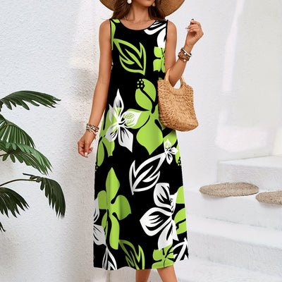 Sommerkleid mit Taschen und geometrischem Muster