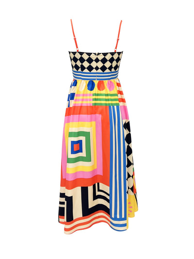 Sommerkleid mit Trägern und Print – Orangefarben