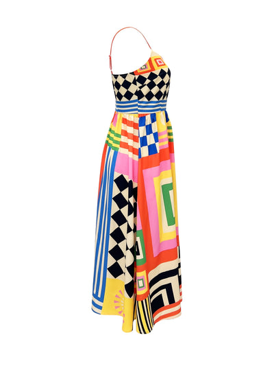 Sommerkleid mit Trägern und Print – Orangefarben