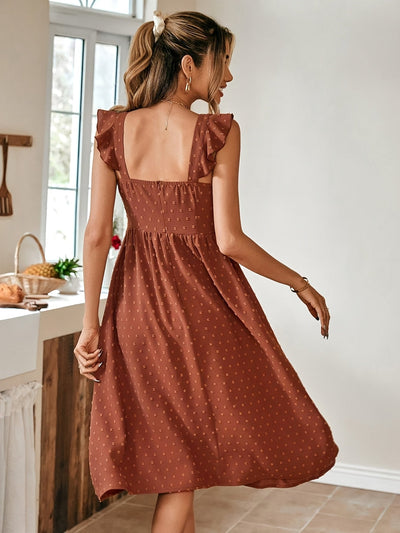 Damen Midikleid ohne Ärmel mit Polka-Dots – Französisch-Schweizerischer Stil