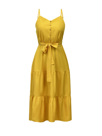 Elegantes Gelbes Sommer Maxikleid für Frauen