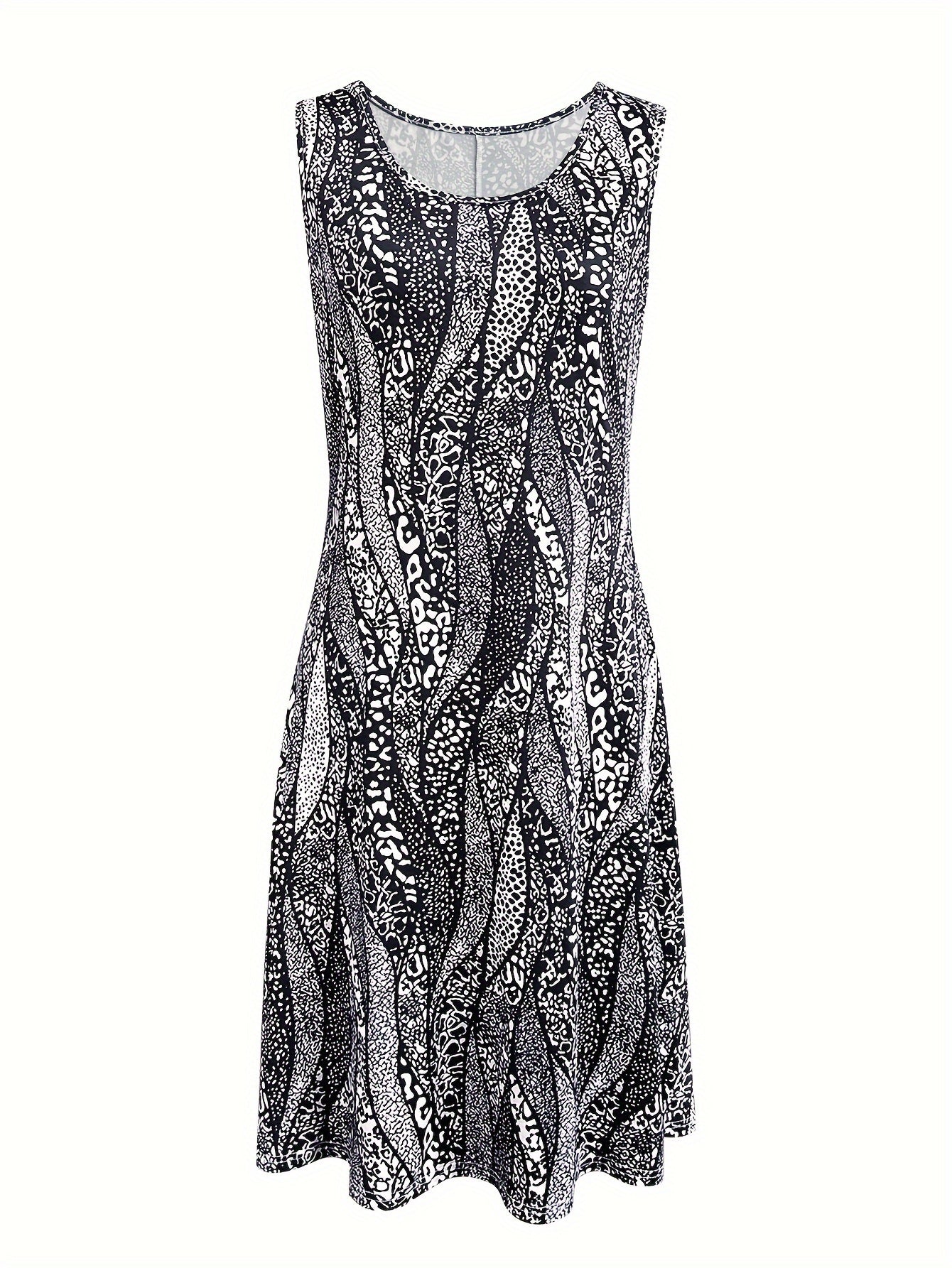 Ärmelloses Sommer-Blätterkleid Luftiges Polyester