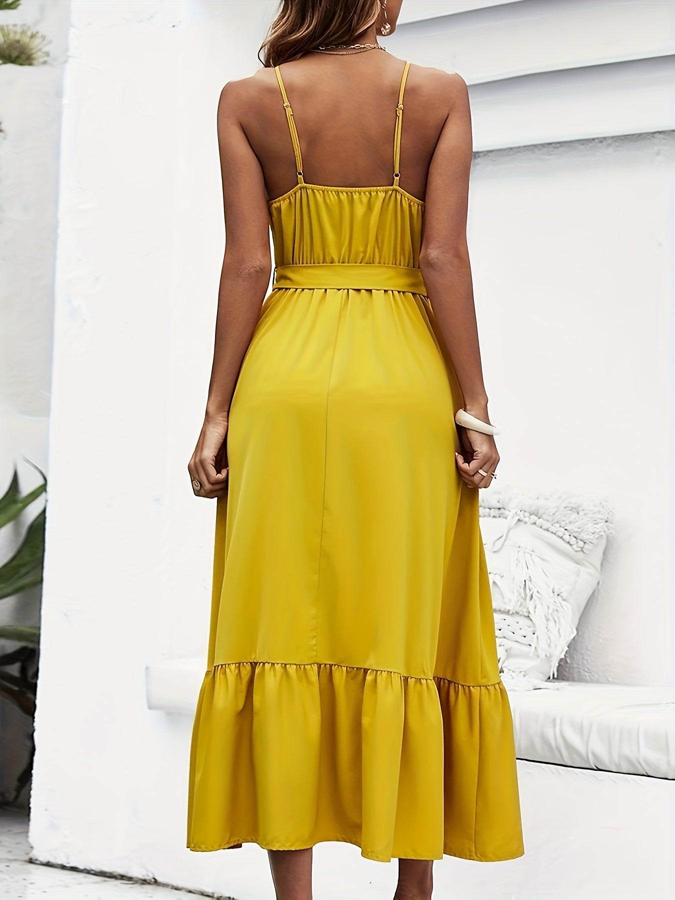 Ärmelloses Trägerkleid mit Volant – Eleganter A-Linien-Schnitt, ideal für Urlaub, Hochzeiten, Trauungen und festliche Anlässe.