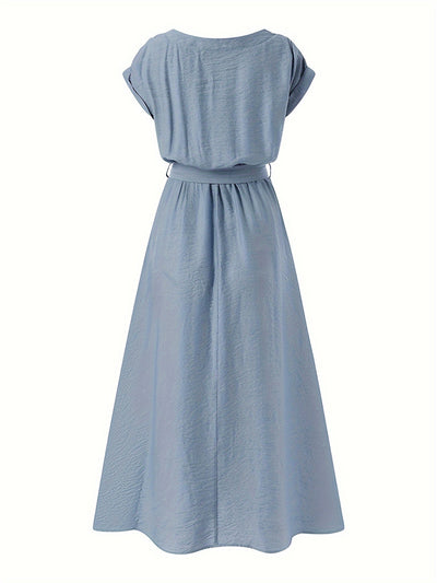 Damen Oversize Kleid mit Rundhalsausschnitt - Sommer Einfarbig