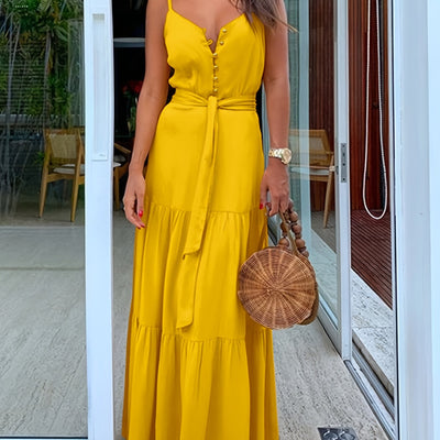 Elegantes Gelbes Sommer Maxikleid für Frauen