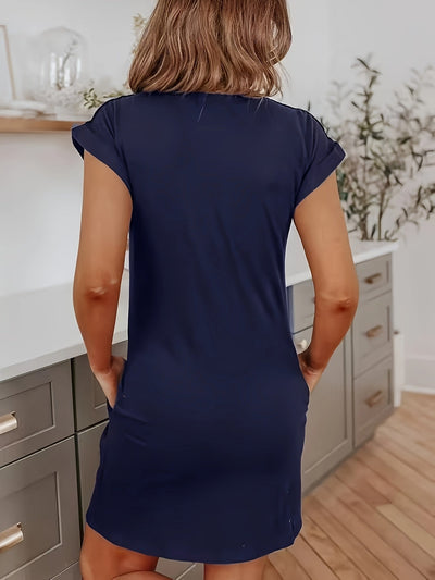 Damen Midikleid für den Alltag mit Fledermausärmeln und praktischen Taschen