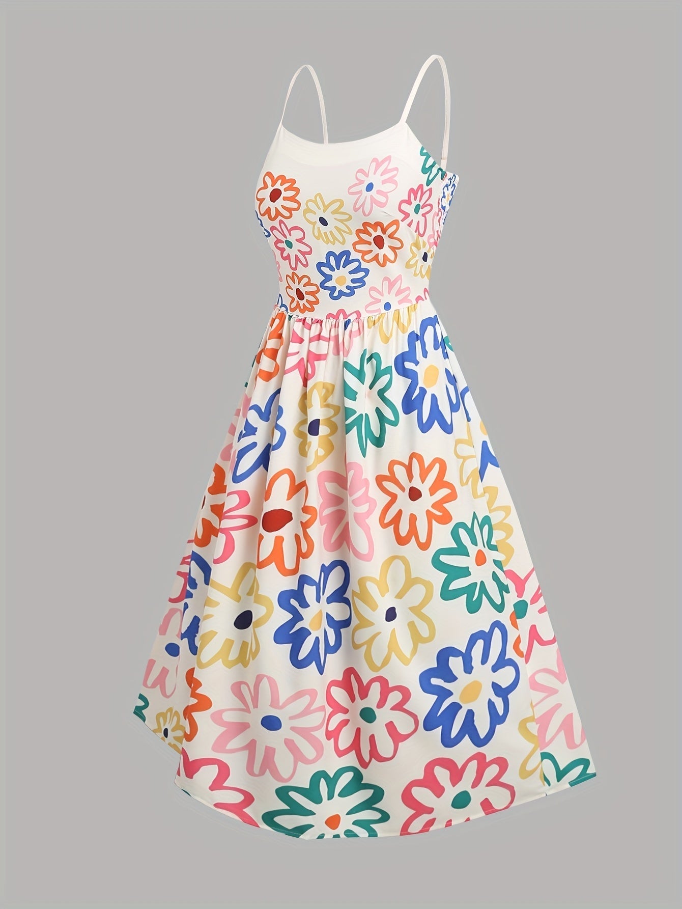 Weißes Maxikleid mit Blumenmuster, Carmen-Ausschnitt und Rüsche