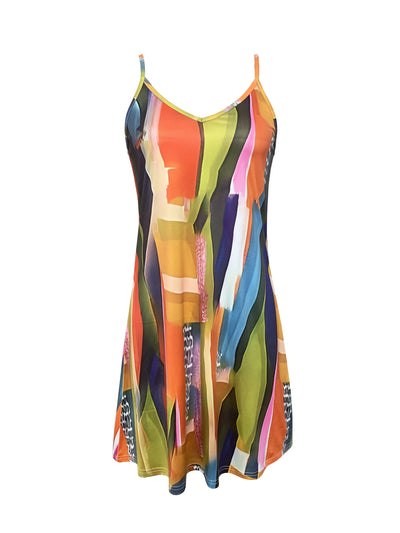 Gesamtdruck Cami-Kleid mit V-Ausschnitt – Lässiges Sommerkleid