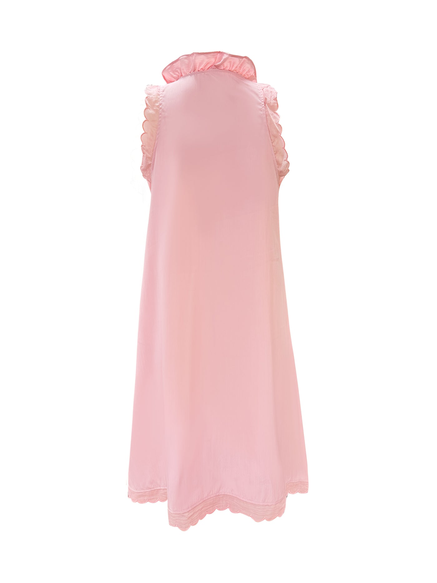 Ärmelloses Sommerkleid aus eleganter rosa-weißer Spitze und Plissee