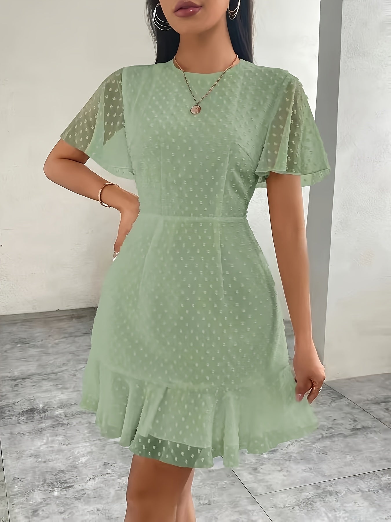 Boho-Midikleid mit Spitze und Stickerei – Sommerlich, Mintweiß, Lässig und Elegant zugleich
