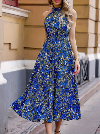 Elegantes ärmelloses Halsbandkleid für den Sommer blau