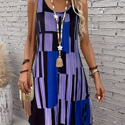 Ärmelloses Damenkleid mit geometrischem Print