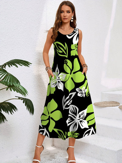 Sommerkleid mit Taschen und geometrischem Muster