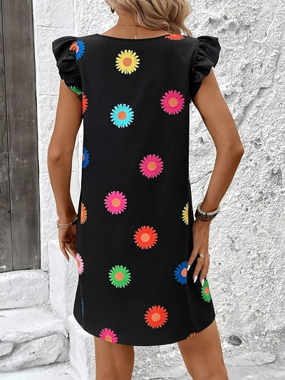 Kleid mit richtungsweisendem Muster in Schwarz Stylisches Sommerkleid für Frauen