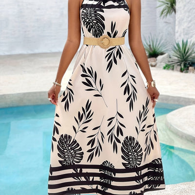 Gemüsemuster-Kleid mit Krawatte und Riemen - Colour Mix