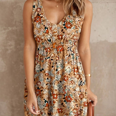 Ärmelloses Freizeitkleid mit Blumenmuster