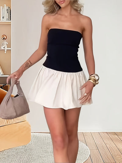 Ärmelloses Damen-Minikleid im Fit & Flare-Stil – Schulterfrei