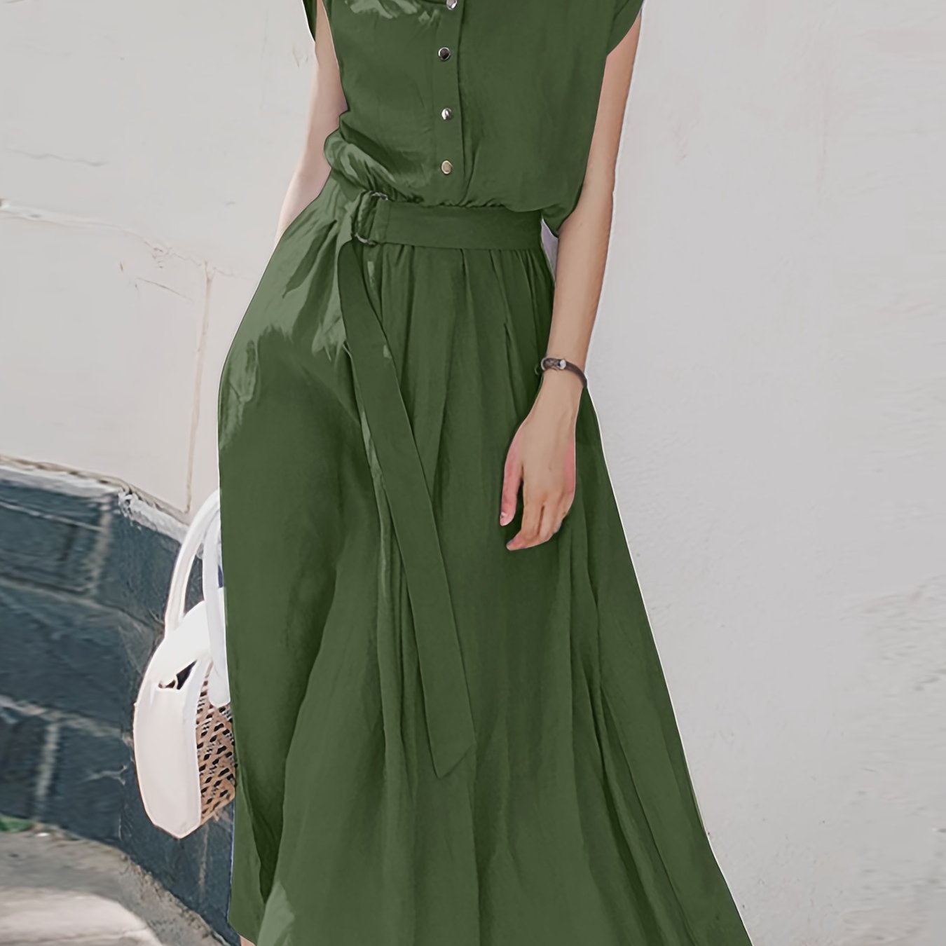 Damen Oversize Kleid mit Rundhalsausschnitt - Sommer Einfarbig