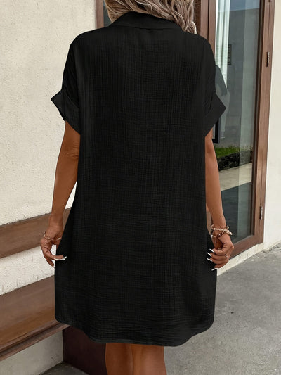 Kleid Tunika mit Kragen und Taschen, aus Polyester Leichte Damenbekleidung