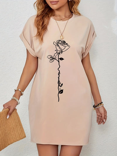 Kleid mit Blumenprint und Rundhalsausschnitt – Ideal für Frühling und Sommer