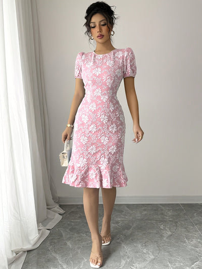 Sommerkleid mit Blumenmuster Elegantes leichtes Freizeitkleid