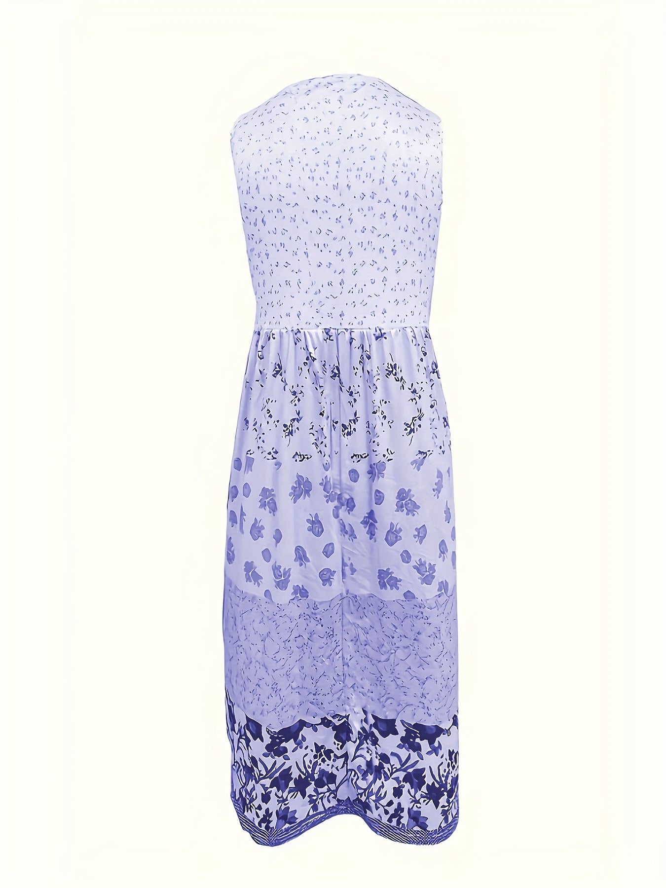 Damen Boho Midi-Kleid ohne Ärmel mit Blumenmuster