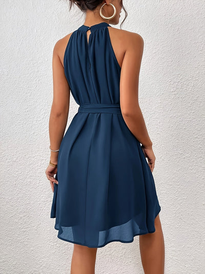 Ärmelloses Kleid mit Neckholder-Ausschnitt, lockere Passform, Farbe Schwarz