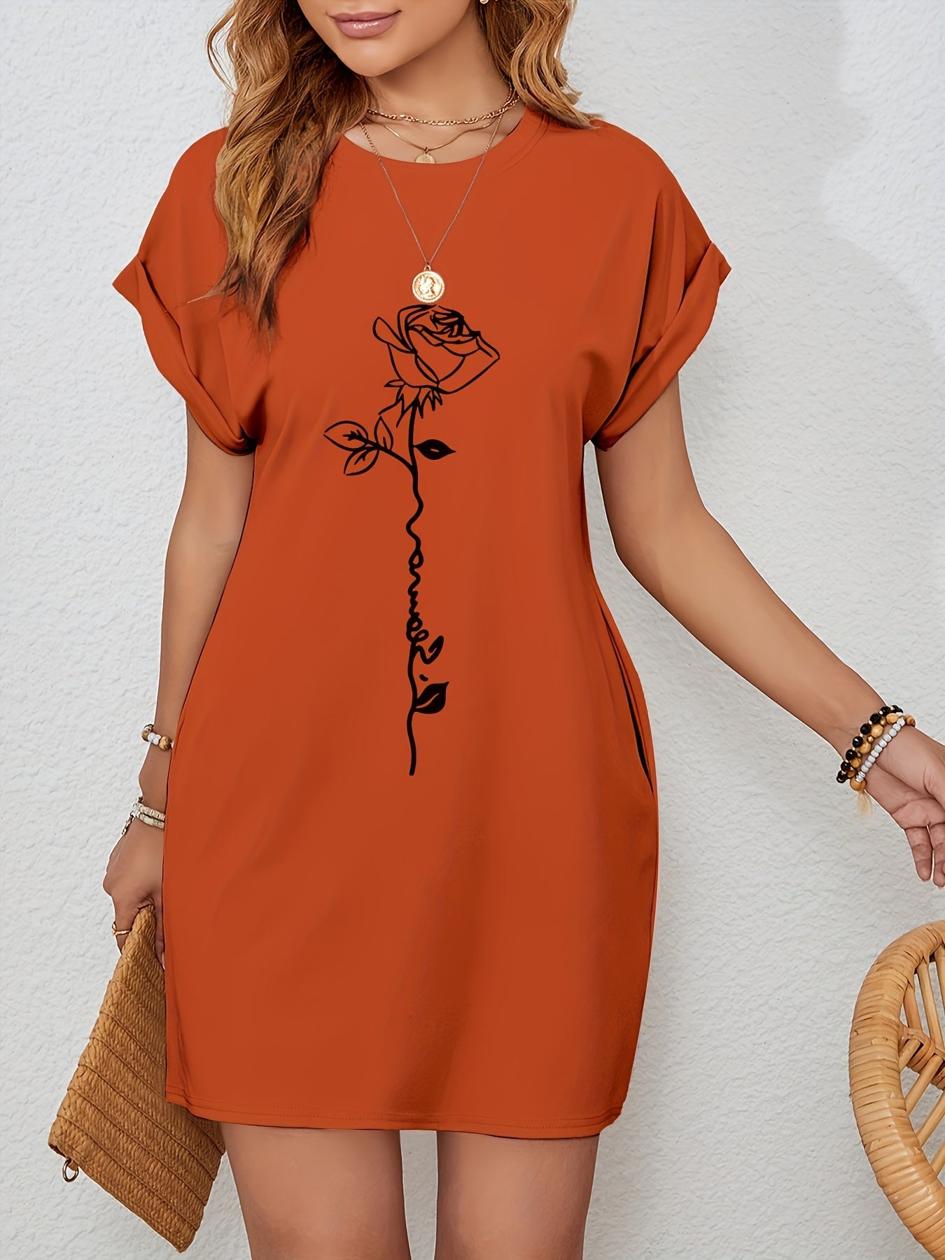 Kleid mit Blumenprint und Rundhalsausschnitt – Ideal für Frühling und Sommer