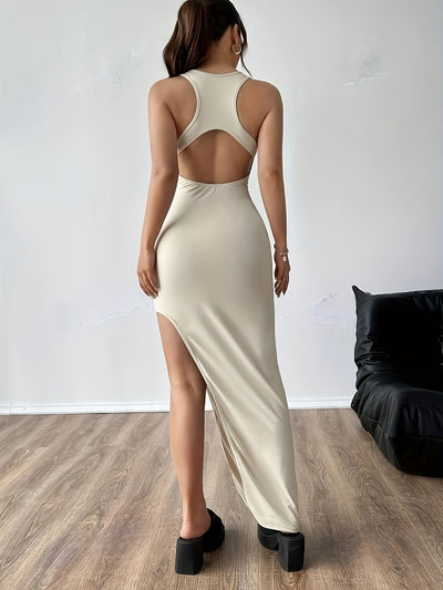Lässiges ärmelloses Kleid mit rundem Ausschnitt