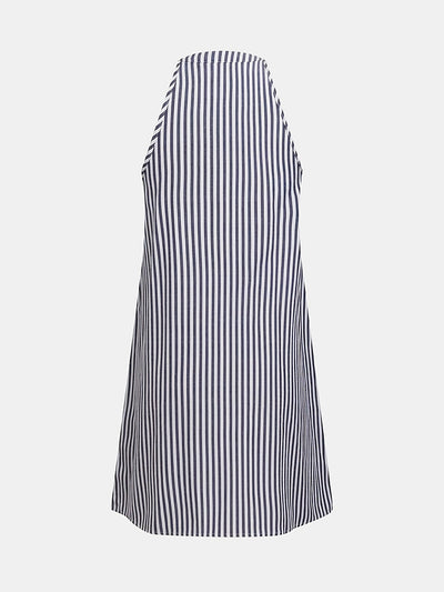 Leichtes gestreiftes Mini-Kleid mit V-Ausschnitt und ohne Ärmel für Damen