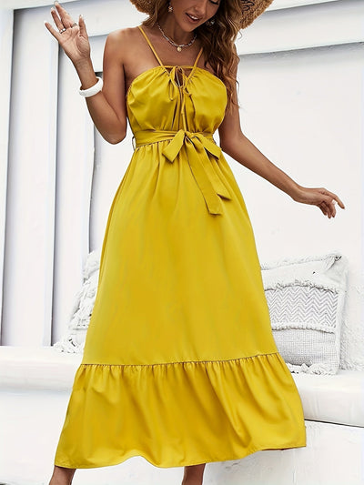 Ärmelloses Trägerkleid mit Volant – Eleganter A-Linien-Schnitt, ideal für Urlaub, Hochzeiten, Trauungen und festliche Anlässe.