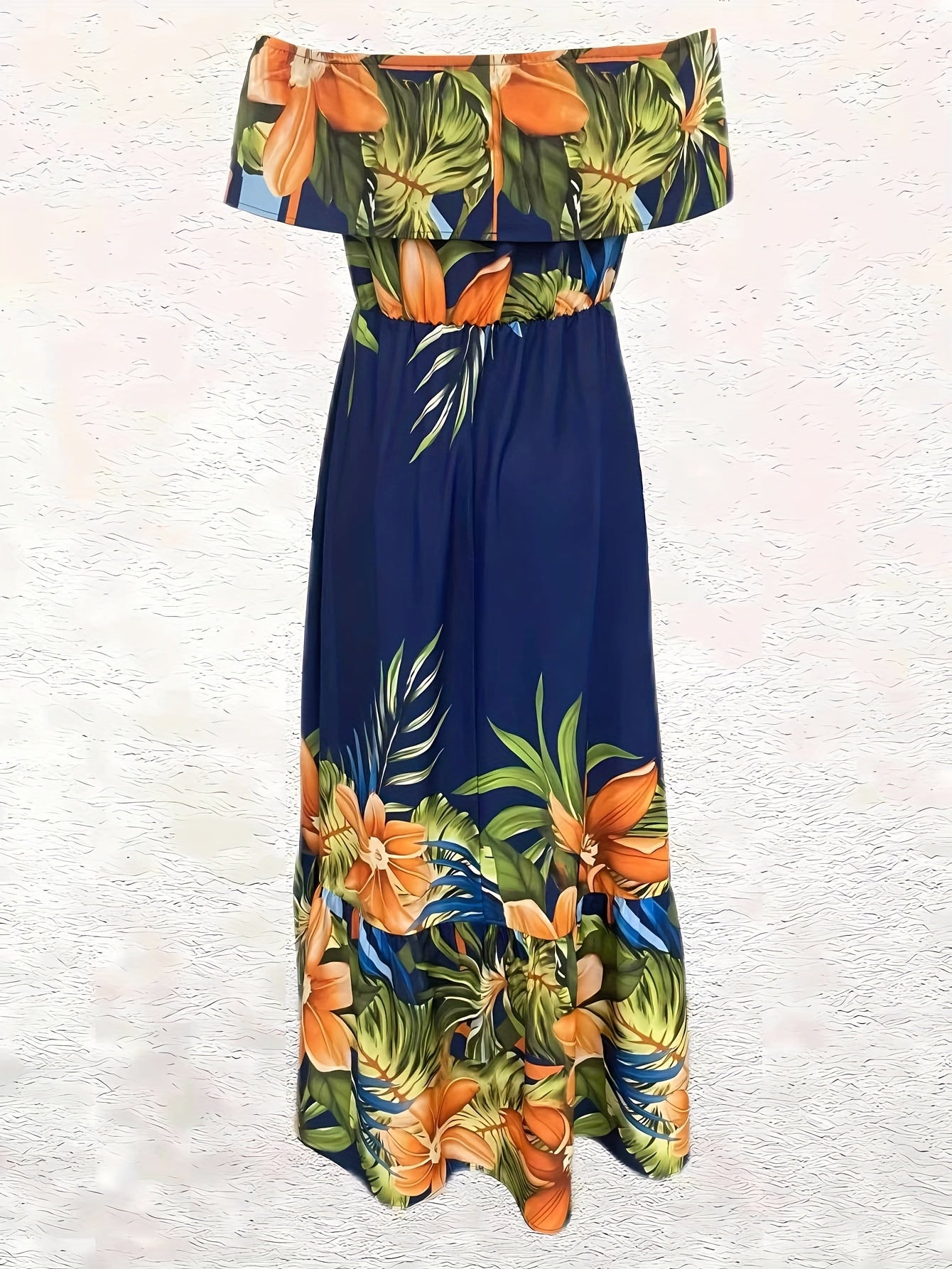 Tropisches Maxikleid mit offenen Schultern