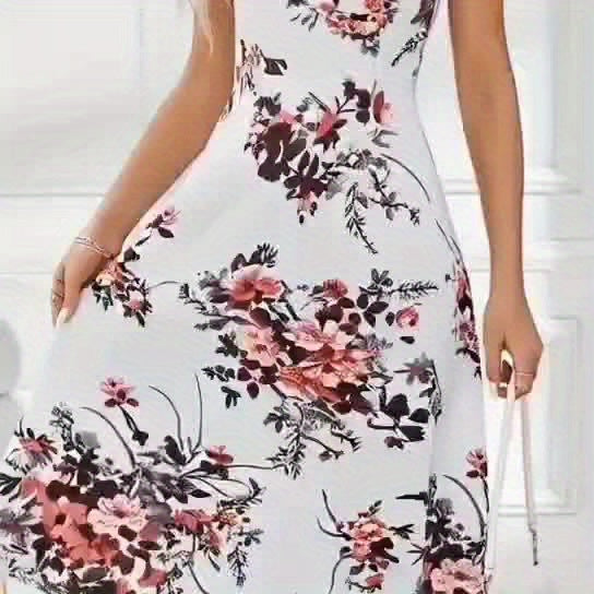 Elegantes Blumenkleid – A-Linien-Schnitt, quadratischer Ausschnitt