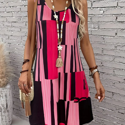 Ärmelloses Damenkleid mit geometrischem Print