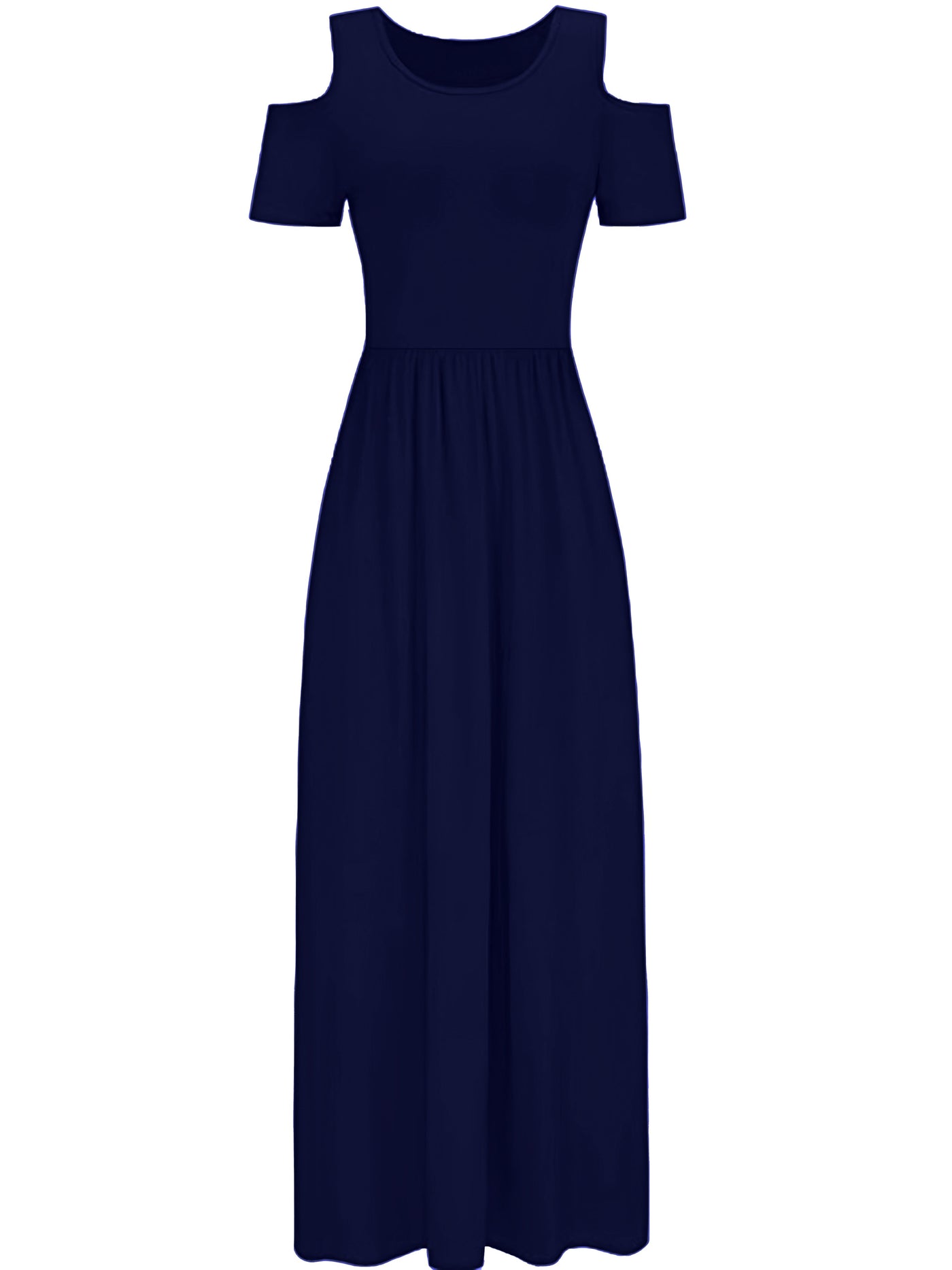 Stylisches Sommer Maxikleid mit offenen Schultern - ärmellos, Rundhalsausschnitt