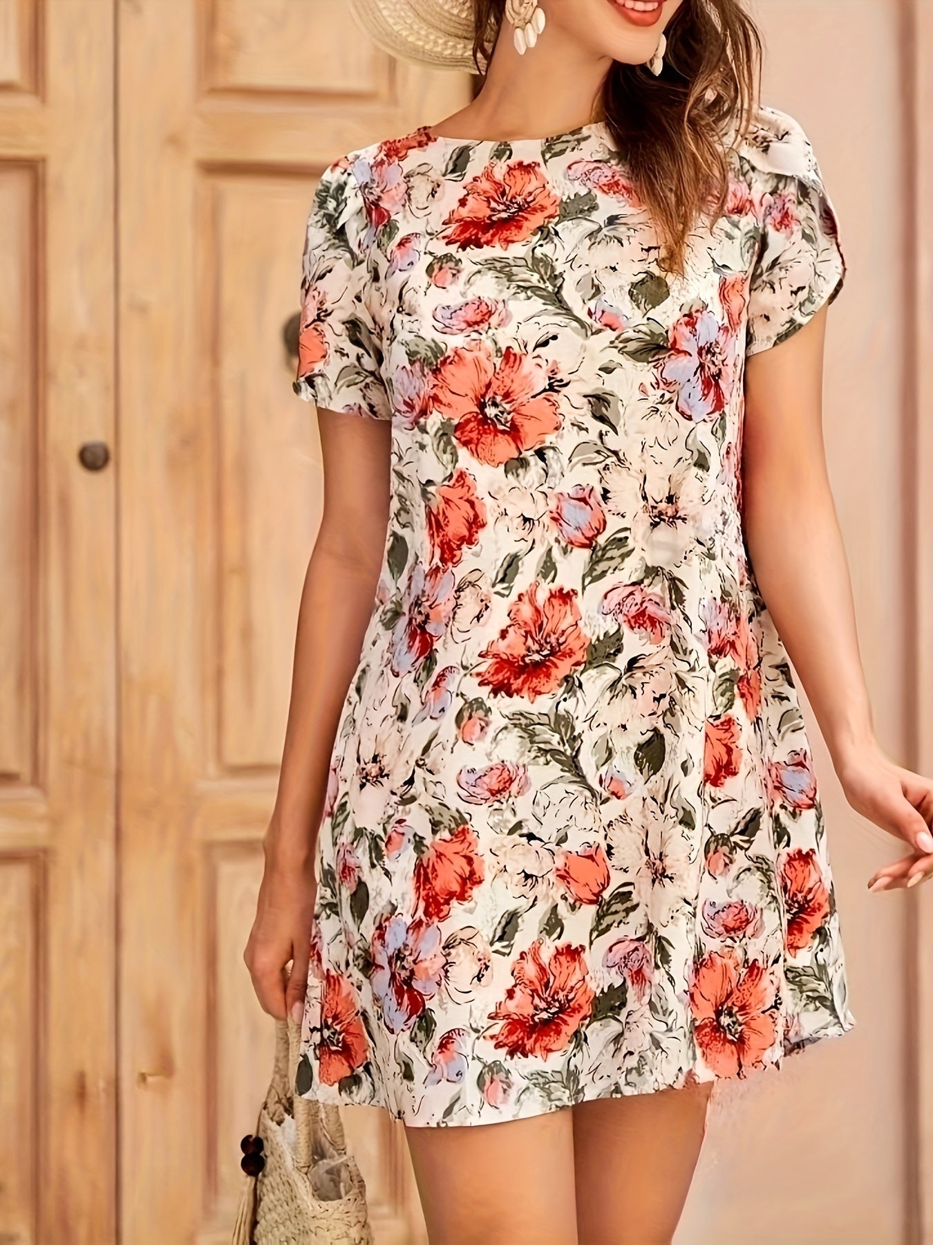 Sommerkleid mit kurzen Ärmeln – Mehrfarbig