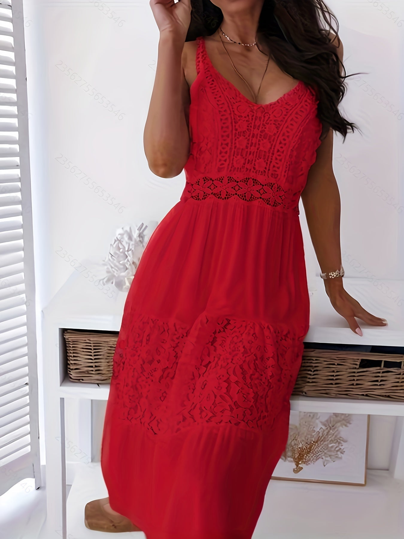 Plus Size Kleid mit Midi Sommer Spitze Elegant
