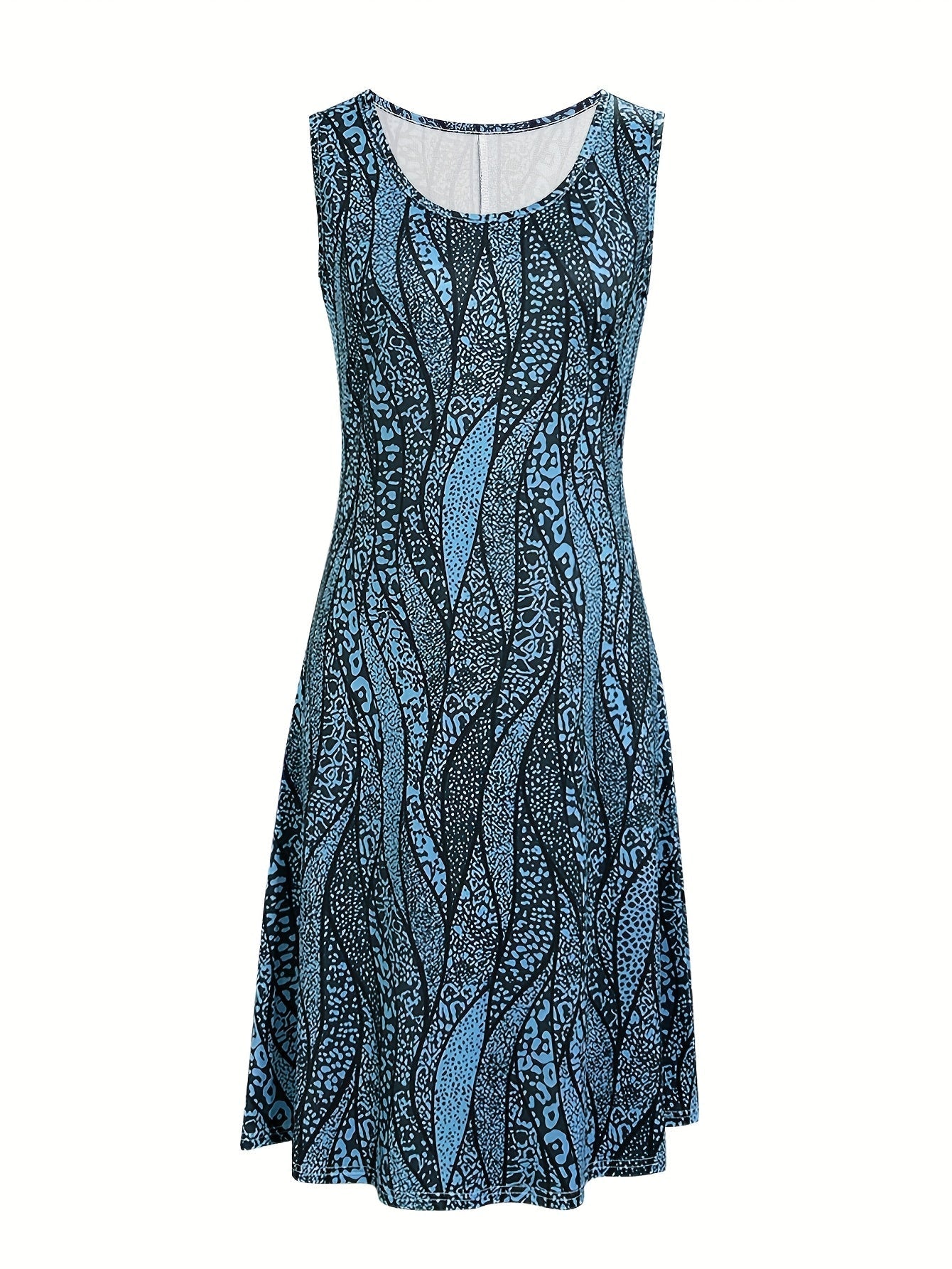 Ärmelloses Sommer-Blätterkleid Luftiges Polyester