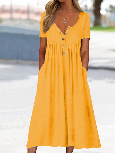 Damen Plus Size Grünes Midi-Kleid mit Taschen